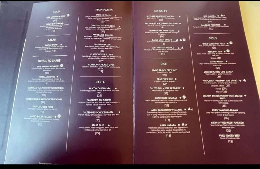 Senarai Menu Hidangan di Indus Cafe Putrajaya (google.com)