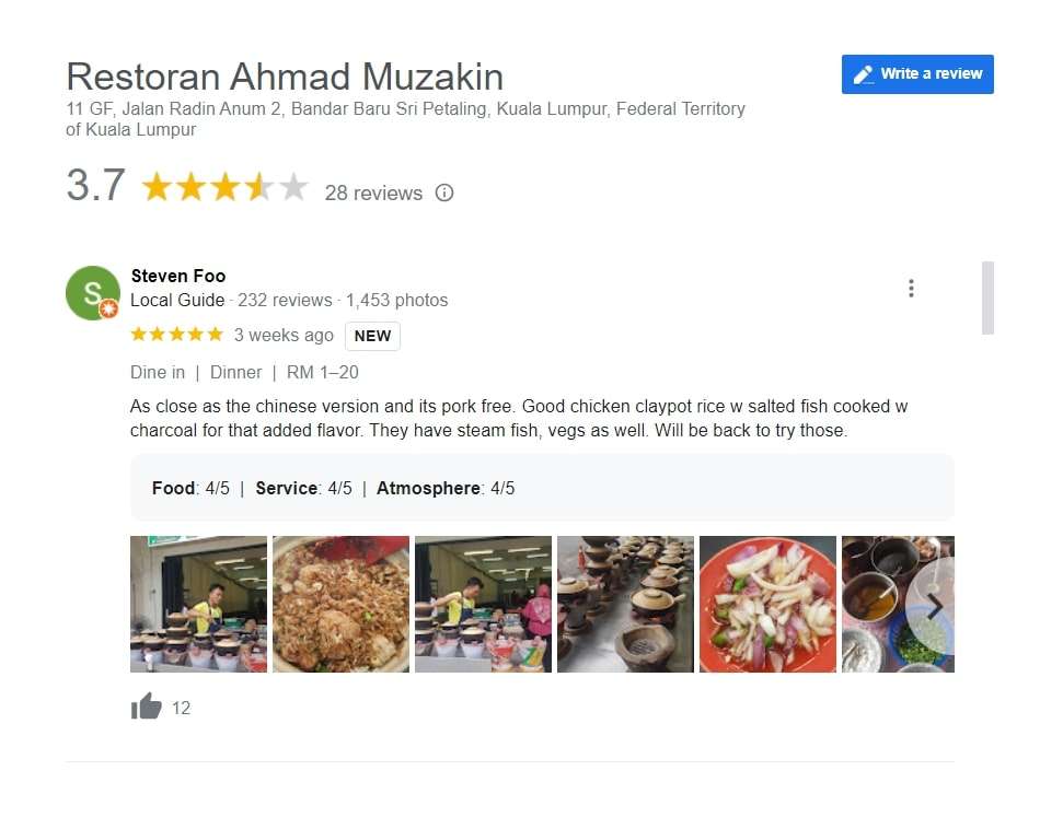 Restoran Ahmad Muzakin Review (google.com)