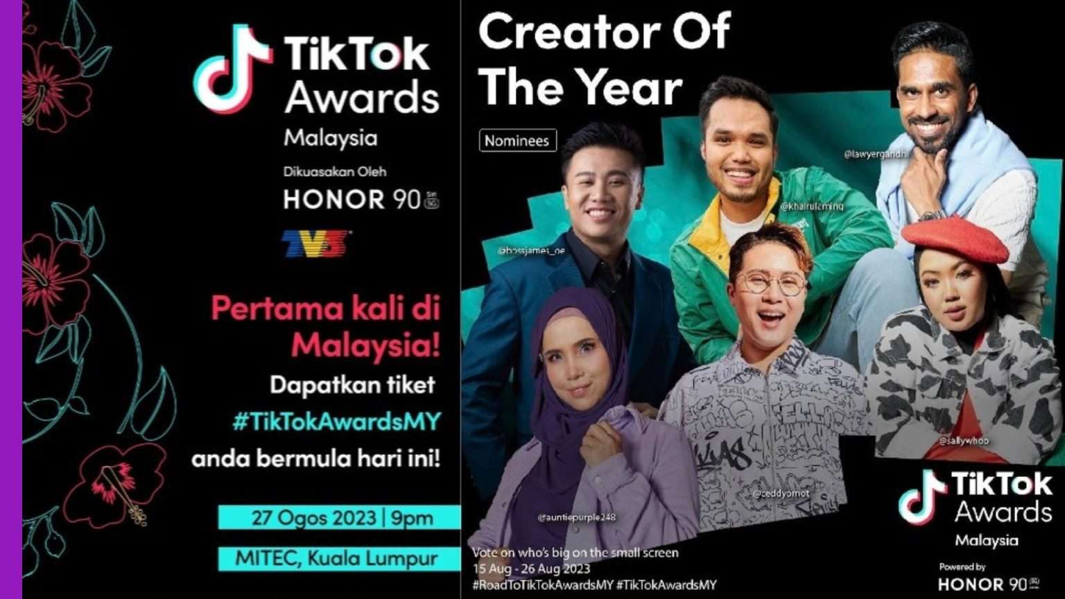 TikTok Awards Malaysia Tahniah Khairulaming! Purple Durian