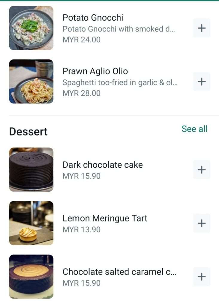 Senarai Hidangan Menu di Cafe Tujoh (Google.com)