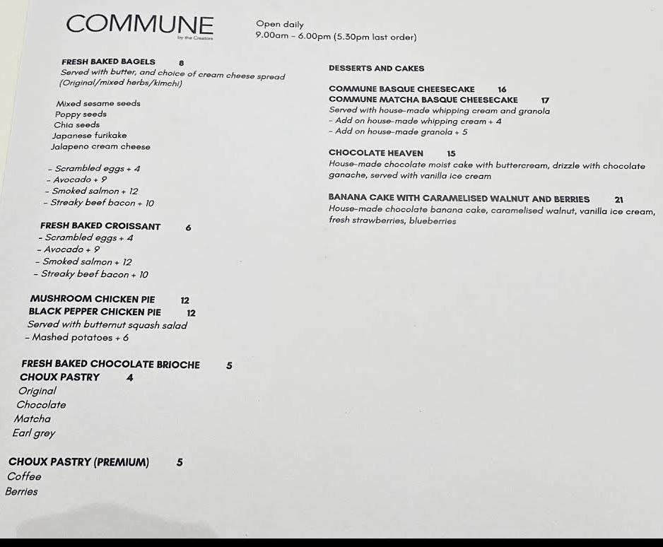 Senarai Hidangan Menu di " Commune by the Creators" (google.com)