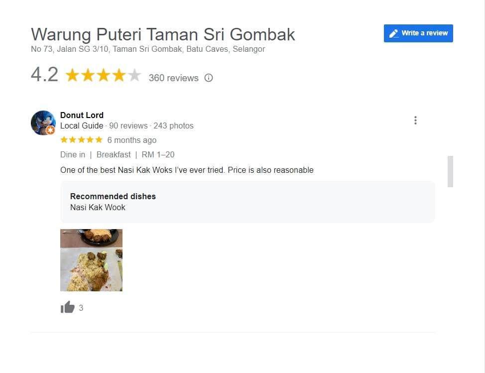 Warung Puteri Review: google.com